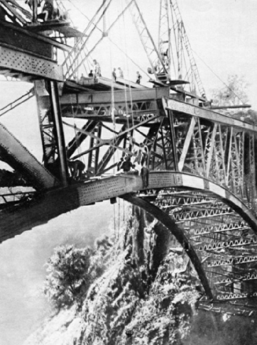 The final stages of constructing the Victoria Falls Bridge