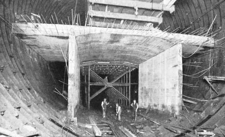 BUILDING THE ROADWAY through the Mersey Tunnel