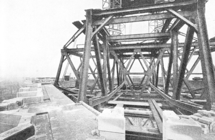 STEEL GIRDERS, forming in plan a St. Andrew’s Cross, span the central tower of Liverpool Cathedral