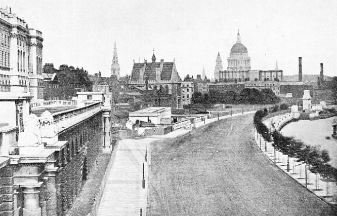The Victoria Embankment seen from Waterloo Bridge