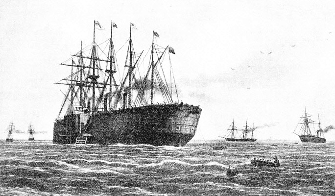 ONCE THE LARGEST SHIP IN THE WORLD, the Great Eastern was used for laying the first successful Atlantic cable