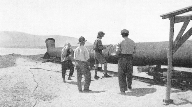 MAKING READY FOR LAUNCHING THE DEAD SEA PIPE LINE