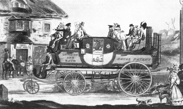 THE FIRST STEAM COACH was invented by Gurney in 1827