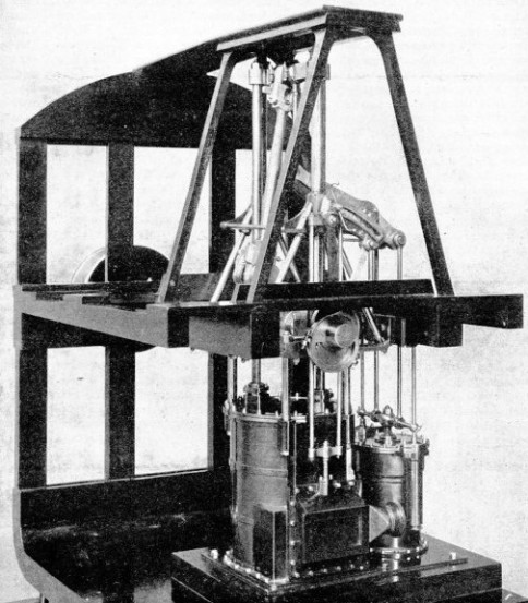 DOUBLE PISTON-ROD STEEPLE ENGINE built for shallow-draught river steamers in 1850