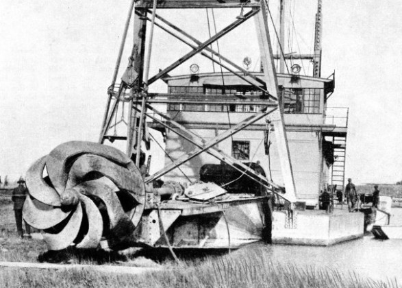 ELECTRIC HYDRAULIC DREDGE used for excavating a canal near Beauharnois, Quebec