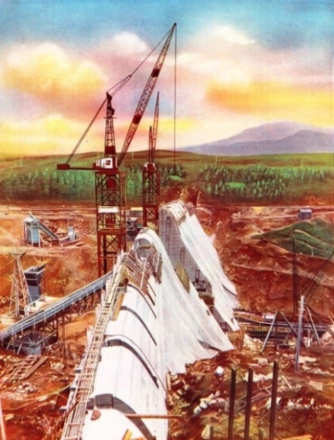 BUILDING LAGGAN DAM, one of the dams designed in connexion with the Lochaber scheme