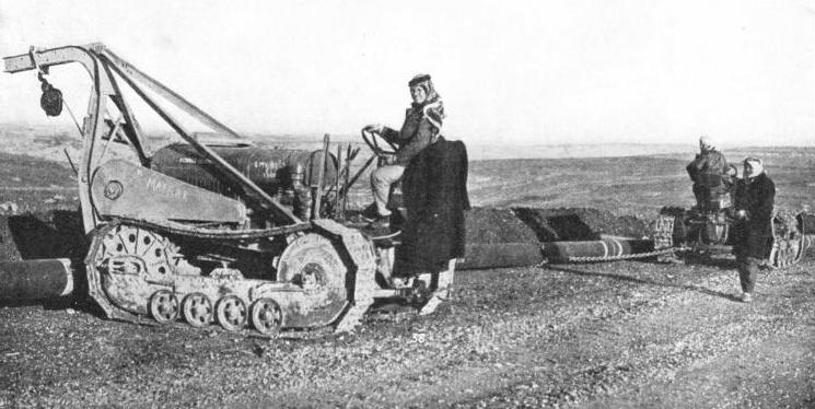 CRAWLER TRACTORS were used for transporting the lengths of steel pipe