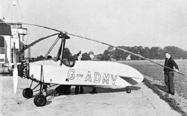 THE HAFNER GYROPLANE has a device enabling the pilot to adjust the incidence of the rotor blades