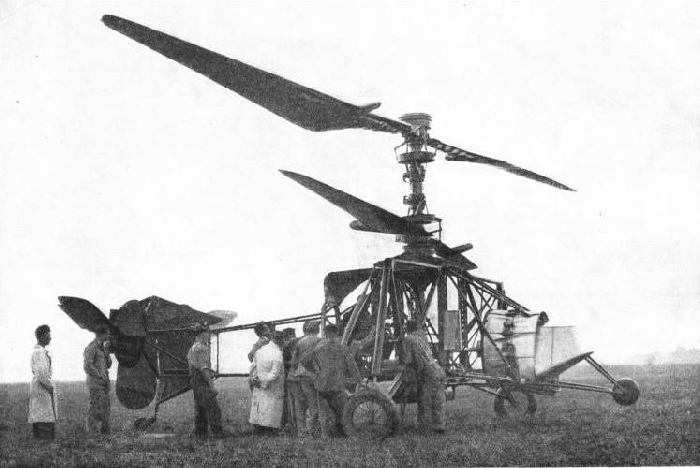 ROTORS TURNING IN OPPOSITE DIRECTIONS are a feature of the Breguet-Dorand helicopter