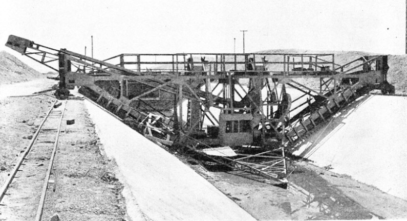 A WOODEN JUMBO, or moveable scaffold, straddled the canal section of the Colorado aqueduct 