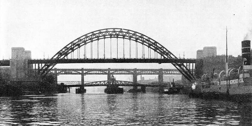 FIVE BRIDGES span the River Tyne at Newcastle within a reach of less than a mile