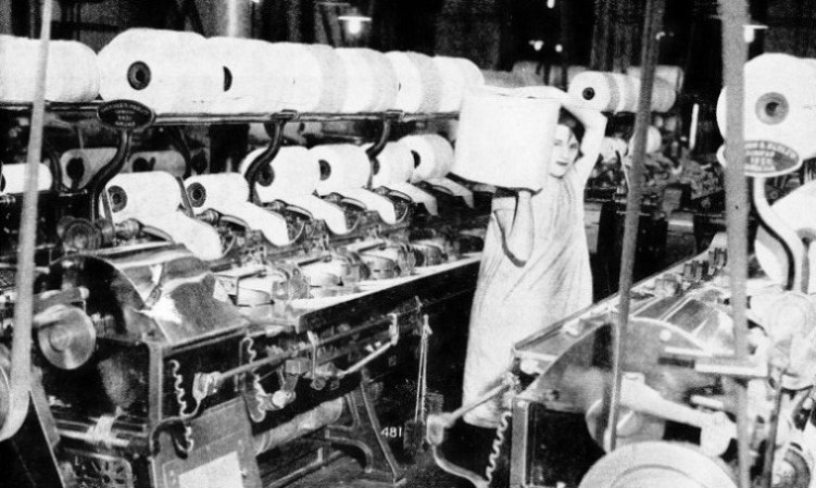 IN THE COMBING MACHINE, the ropes of cotton are run together