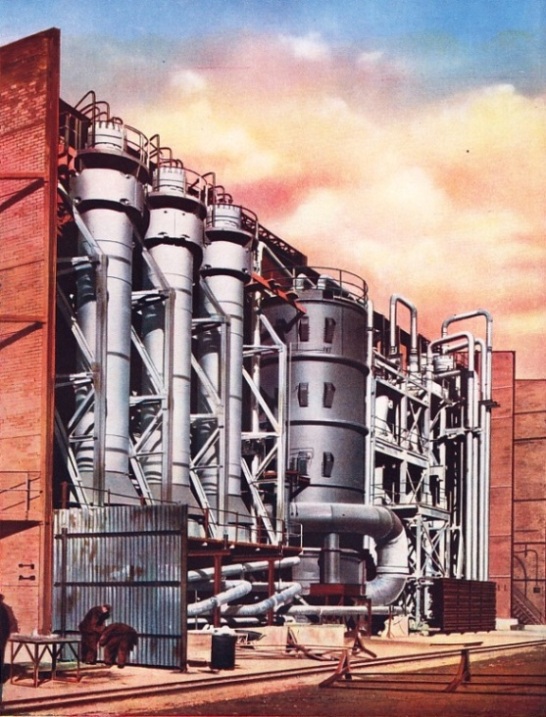HIGH-PRESSURE VESSELS,  known as converters, which are used in the hydrogenation of coal